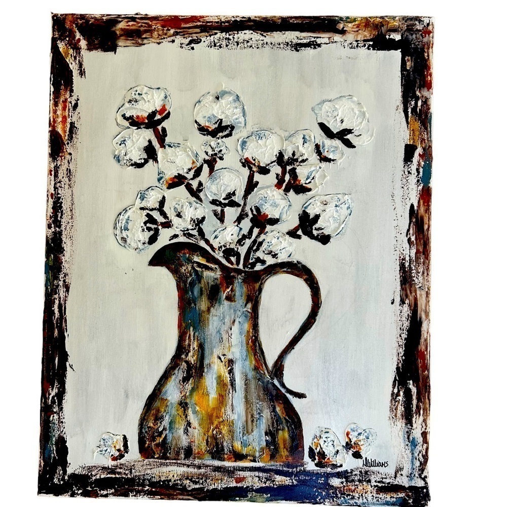 Original Artwork Acrylic’s on Canvas Cotton Balls 16 x 20"